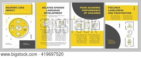 Hearing Loss Impact Brochure Template. Spoken Language Delay. Flyer, Booklet, Leaflet Print, Cover D