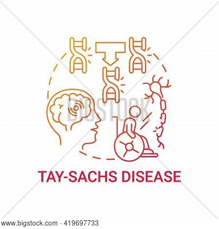Tay Sachs Disease Red Gradient Concept Icon. Problem With Nerve Cells. Inherited Illness. Health Iss
