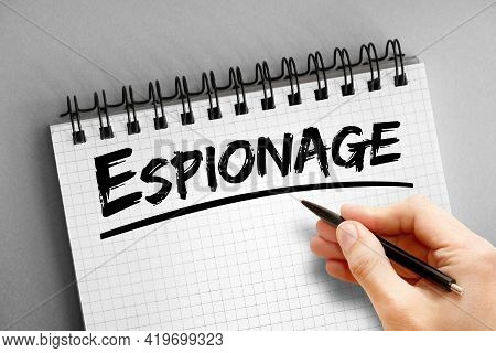 Espionage - Text On Notepad, Concept Background