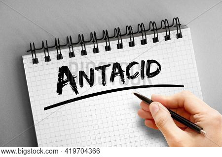 Antacid - Text On Notepad, Concept Background