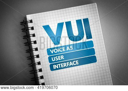 Vui - Voice As User Interface Acronym On Notepad, Technology Concept Background