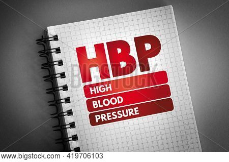Hbp - High Blood Pressure Acronym On Notepad, Health Concept Background