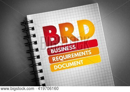 Brd - Business Requirements Document Acronym On Notepad, Concept Background