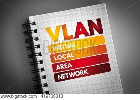 Vlan - Virtual Local Area Network Acronym On Notepad, Technology Concept Background
