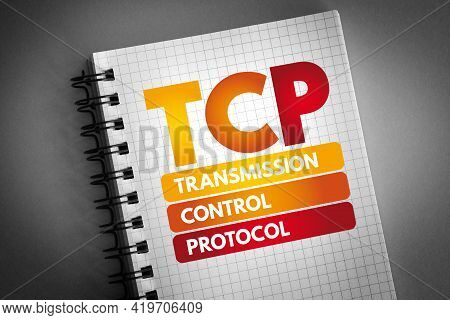Tcp - Transmission Control Protocol Acronym On Notepad, Technology Concept Background