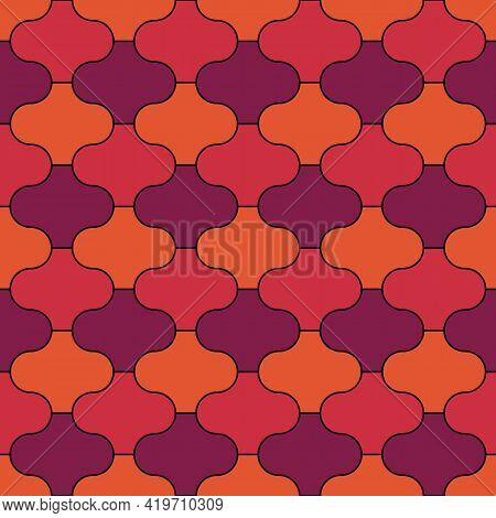 Seamless Pattern. Paseo Tiles Ornament. Oriental Traditional Ornamentation. Repeated Lantern Shapes.
