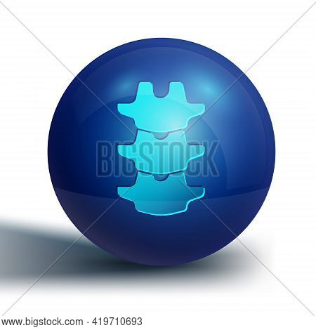 Blue Human Spine Icon Isolated On White Background. Blue Circle Button. Vector