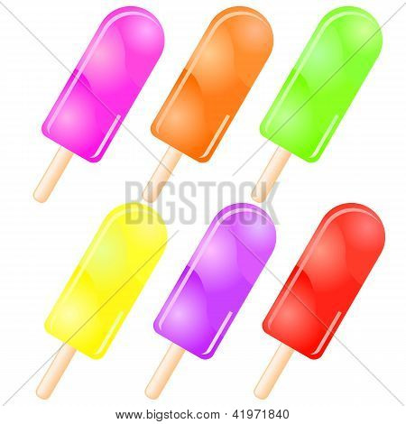 Colourful Ice-cream With Stick Isolated On White Background