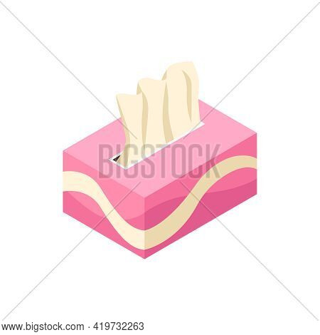 Cardboard Box Of Paper Facial Tissues For Personal Hygiene Isometric Icon Vector Illustration