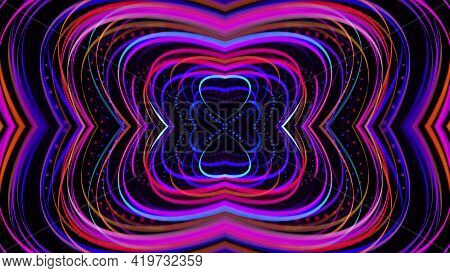 3d Render. Abstract Bg With Pattern Of Glow Blue Red Lines. Abstract Laser Show. Pattern Like Geomet