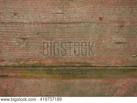 Wood Old. Abandoned Wallpaper. Paint Texture. Red Broken Pattern. Flake Tree Stencil. Antique Wood O