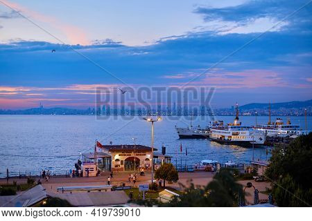 Seaport On The Island Of Buyukada In Turkey. Istanbul, Turkey - 28.07.2017