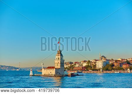 Maiden's Tower In The Bosphorus Strait. One Of The Symbols Of The City Of Istanbul. Istanbul, Turkey