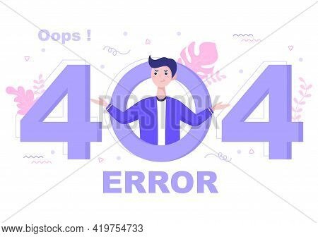 404 Error And Page Not Found Vector Illustration. Lost Connect Problem, Warning Sign, Or Site Breakd