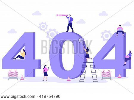 404 Error And Page Not Found Vector Illustration. Lost Connect Problem, Warning Sign, Or Site Breakd