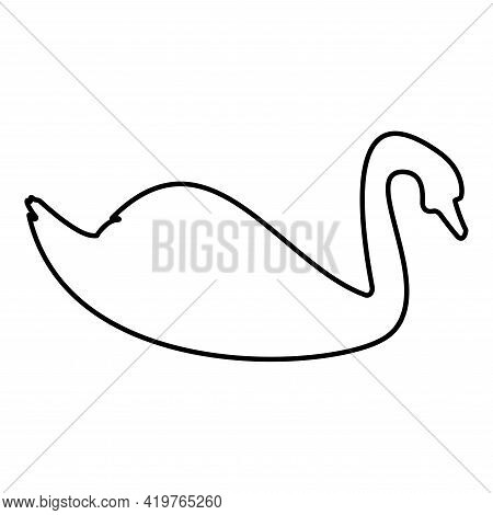 Swan Bird Waterbird Contour Outline Black Color Vector Illustration Flat Style Simple Image