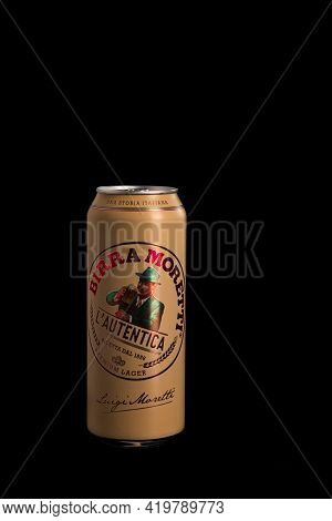 Birra Moretti, A Premium Lager Beer Produced By Italian Brewing Company Now Owned By Heineken Intern