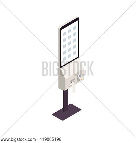 Interactive Self Service Kiosk With Touch Screen And Pinpad 3d Icon Isometric Vector Illustration