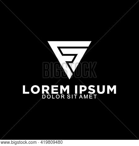 Creative, Simple And Elegant Initial Letter Fj Or Fc Triangle Logo Template In Flat Design Monogram 