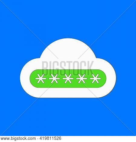 Cloud Password Security Vector Isolated Illustration. Cloud Storage Security Concept, Password Input