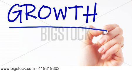 Hand Writing Inscription Growth With Marker, Concept, Stock Image