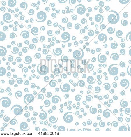 Geometric Abstract Seamless Pattern With Blue Curls.vector Illustration