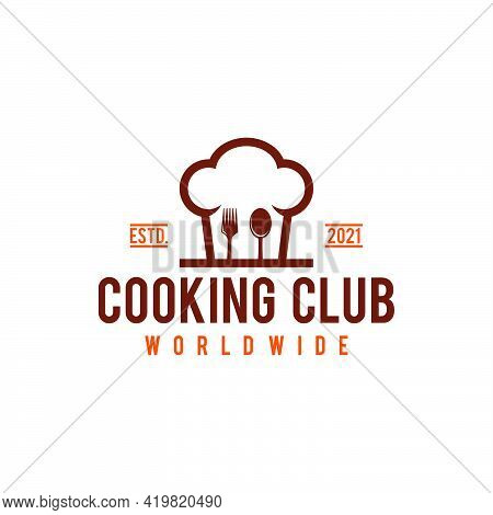 Chef Hat Logo Vector Icon Illustration, Cooking Club Logo
