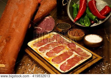 Delicious Food And Drink Preparet For Serving