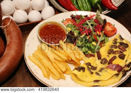 Delicious Food And Drink Preparet For Serving