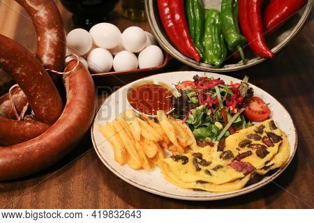 Delicious Food And Drink Preparet For Serving