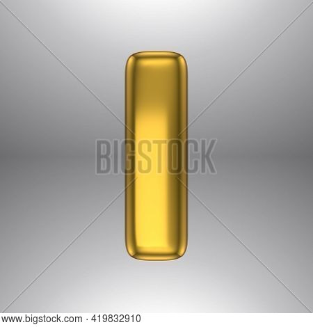 Gold Realistic 3d Rendering Hebrew Alphabet, Shiny Metallic Jewfish Symbols And Characters