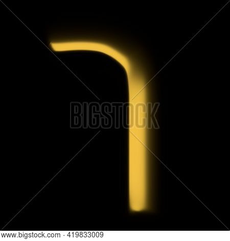 Gold Realistic 3d Rendering Hebrew Alphabet, Shiny Metallic Jewfish Symbols And Characters