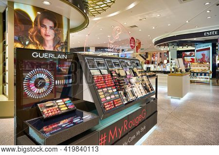 KUALA LUMPUR, MALAYSIA - CIRCA JANUARY, 2020: make up products on display at Pavilion Kuala Lumpur shopping centre.