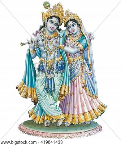 Indian God Radhakrishna, Indian Lord Krishna,  Indian Mythological Image Of Radhakrishna.