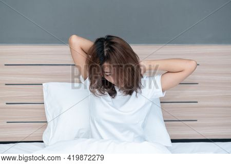 Young Asian Woman Neck And Shoulder Pain