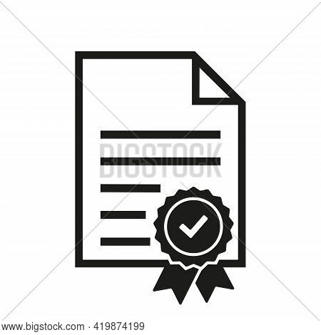 Approval Paper Document Vector Icon. Verification Symbol. Approved Document With Check Mark Isolated