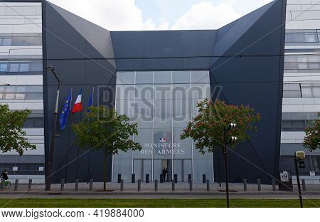 Paris, France - May 07, 2021 - Main Entrance Of Hexagone Balard, New Seat Of The French Ministry Of 
