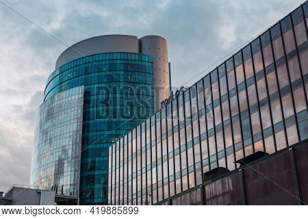 Madrid - May 1, 2021: Low-angle View Of Modern Office Buildings In The Azca Business District In Mad