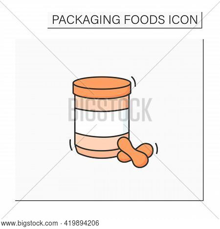 Peanut Butter Jar Color Icon. Glass Or Steel Container. Portion Control, Protection, Tampering Resis