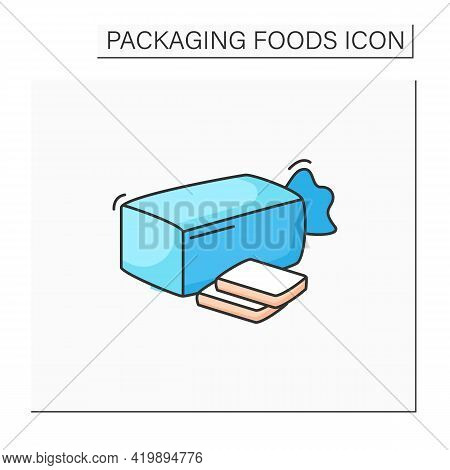 Sandwich Bread Color Icon. Bread In Package.portion Control, Protection, Tampering Resistance From B