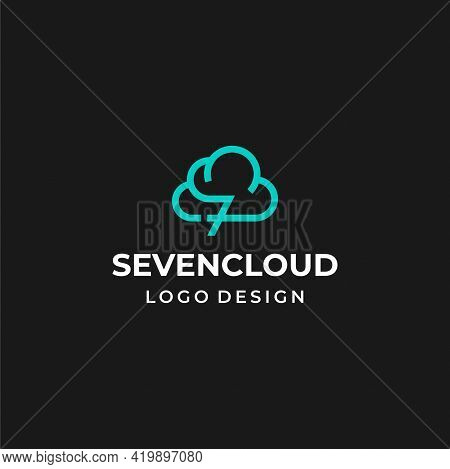 Modern And Simple Logo About Clouds And The Number 7.
Eps 10, Vector.
