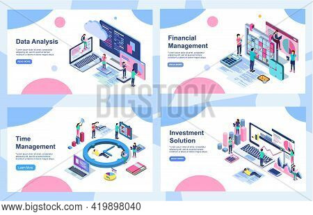 Set Of Landing Page Design Templates For Data Analysis, Digital Marketing Strategy, Incease Your Rev