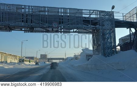 Russia, Vorkuta 14.02.2021 Mono Town In North Of Russia Vorkuta