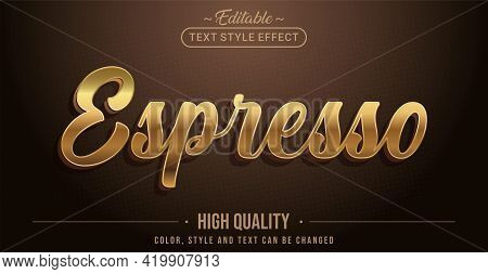 Editable Text Style Effect - Espresso Text Style Theme. Graphic Design Element.