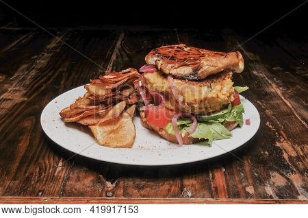 Delicious Beyond Burger With All The Fixings On A Bun