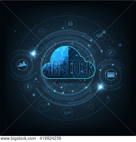 Technology Cloud Computing Concept.cloud Storage With Data Protected Exchange  Cloud Computing, Big 