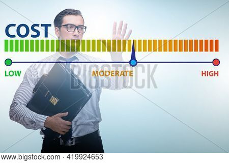 Businessman in cost management concept