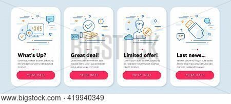 Set Of Technology Icons, Such As Seo, Edit Person, Approved Checkbox Symbols. Mobile Screen Banners.