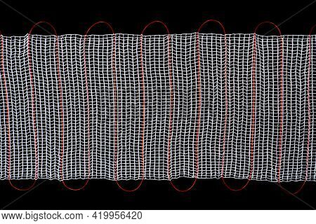 Heated Floor Isolated On Black Background. Underfloor Electric Heating. Warm Floor System Texture. M