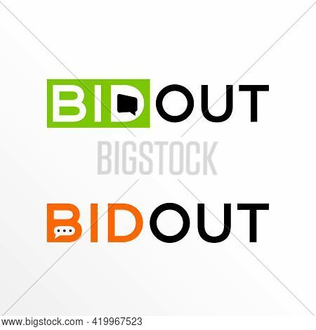 Bidout Inscription Logo Free Vector Stock. Conversation Abstract Design Concept. Can Be Used As A Sy